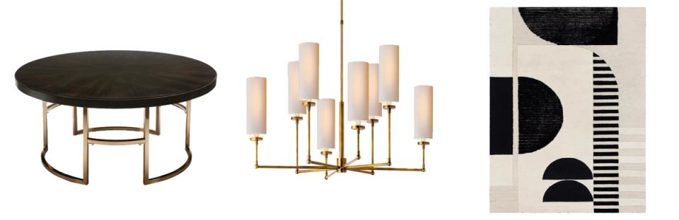 Art deco inspired accessories with black metal and geometric gold accents