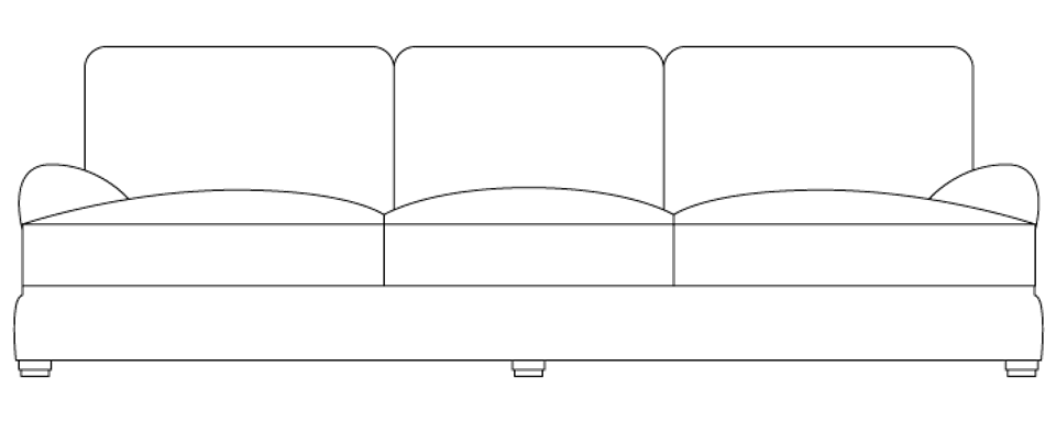 Clean-lined modern sofa with low profile and minimal arm design