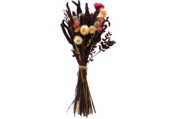 Dark moody dried flower arrangement blending burgundy, cream, and black elements