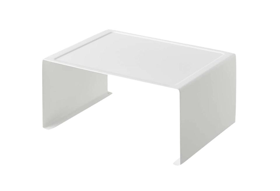 Sleek white minimalist desk organizer with open geometric design