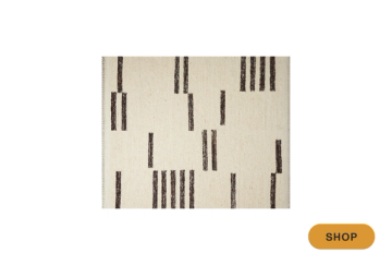 Contemporary neutral rug with abstract vertical line pattern in cream and charcoal