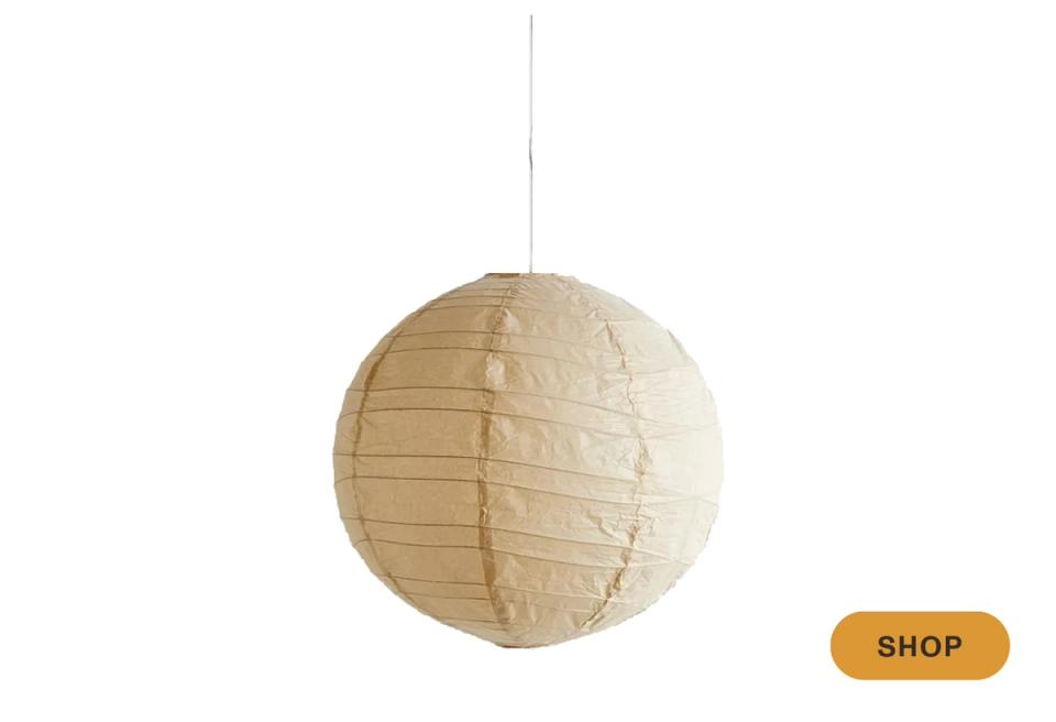 Natural beige rice paper lantern with delicate ribbed texture