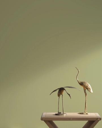 Muted sage green backdrop with delicate dried botanicals on wooden shelf, emphasizing understated natural elegance