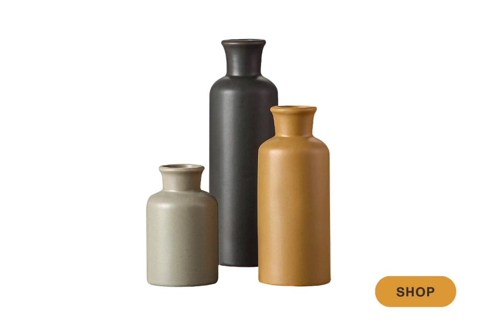 Modern ceramic vases in warm earth tones and muted neutrals