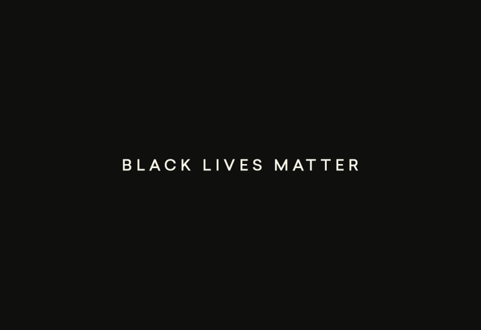 Black background with white centered text reading 'BLACK LIVES MATTER'