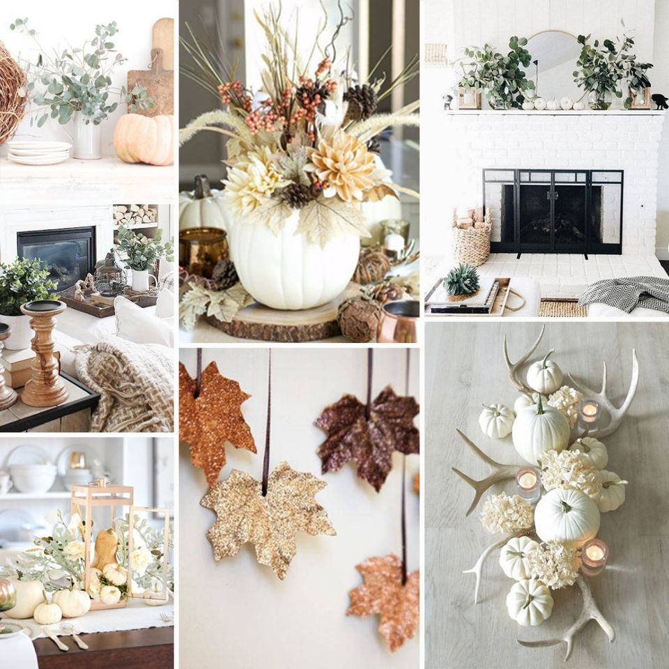 Organic fall botanicals: warm, earthy arrangement blending dried leaves, white blooms, and natural textures with antlers
