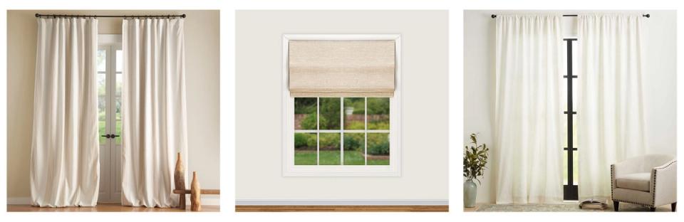 Soft linen and sheer window treatments in cream, beige, and natural textures