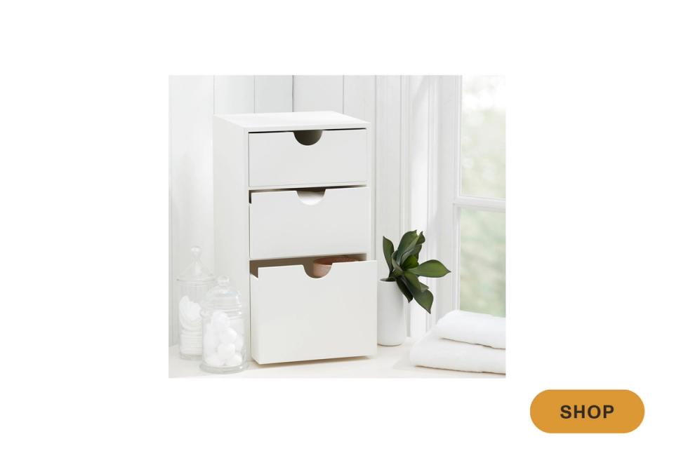 Scandinavian white storage drawers with minimal hardware, bright bedroom storage