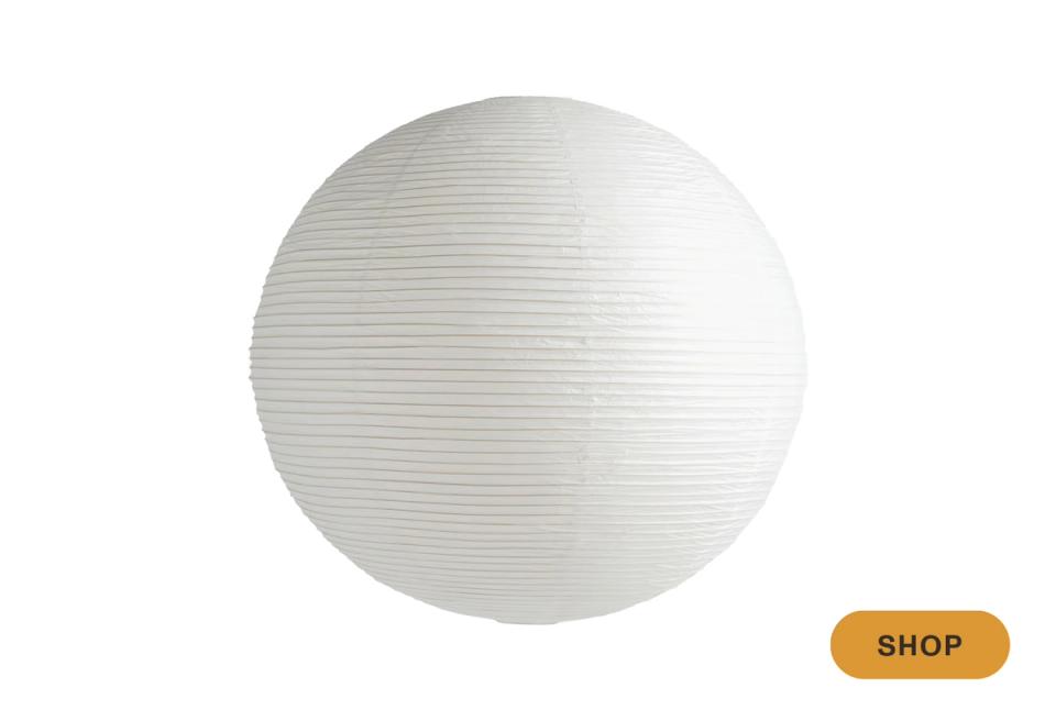 White textured rice paper sphere lantern with clean, modern aesthetic