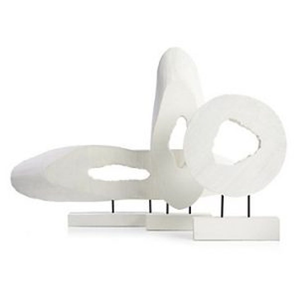Minimalist white sculptural abstract art with organic flowing forms