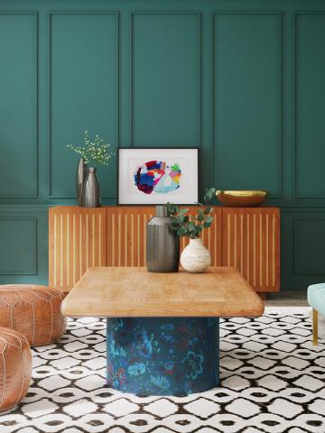 Bold patterned wallpaper bringing an unexpected pop of personality to an overlooked corner