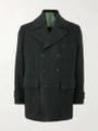 Green Herringbone Wool Peacoat
