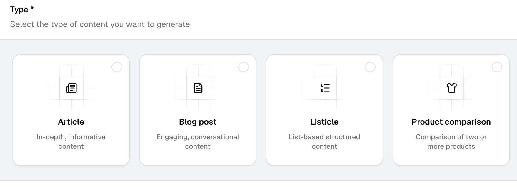 Choose content type