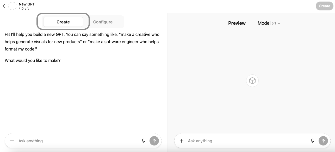 Create on GPT
