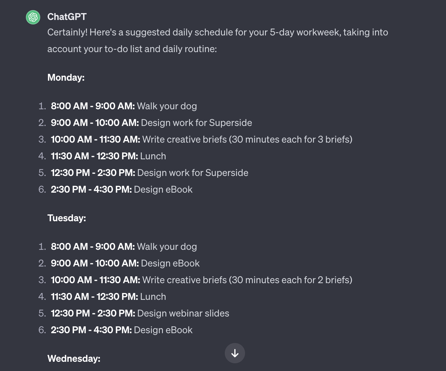 Streamlining your personal schedule - ChatGPT use case
