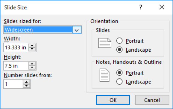 Slide Size dialog box