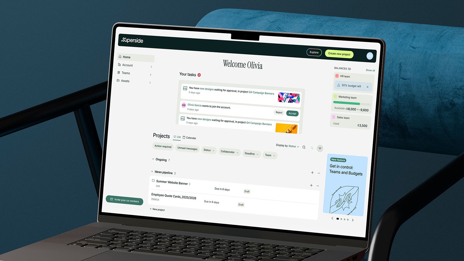 Homepage task summary