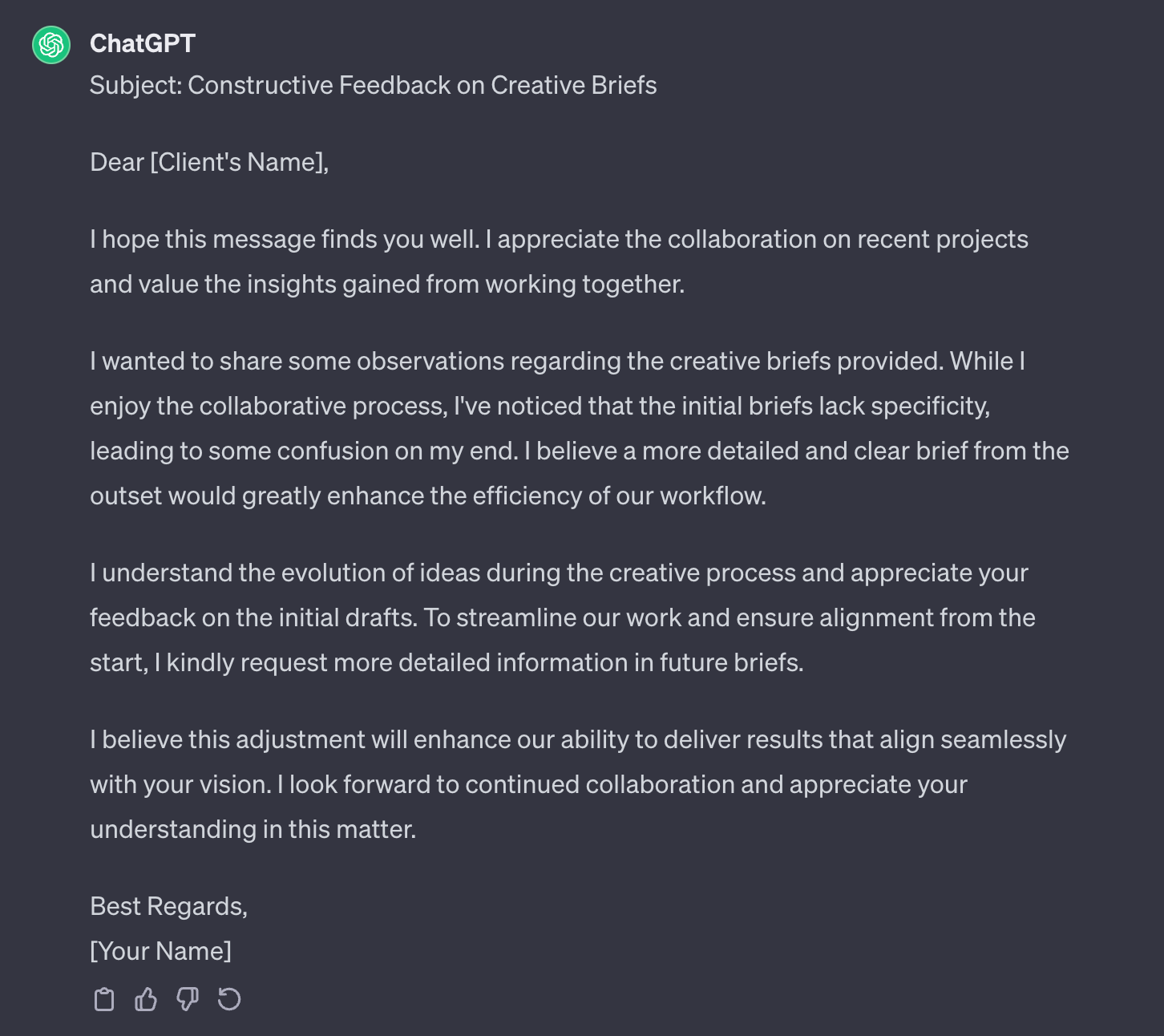 Rephrasing a message - ChatGPT use case