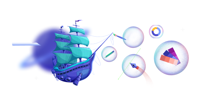 Tall ship and bubbles