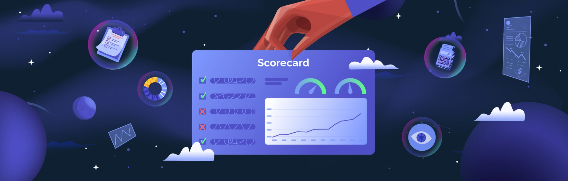 An illustration showing a scorecard for design partners