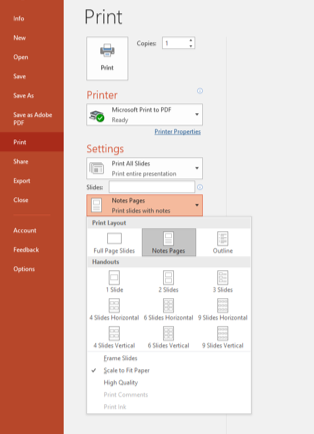 In the Print Menu, select Setting