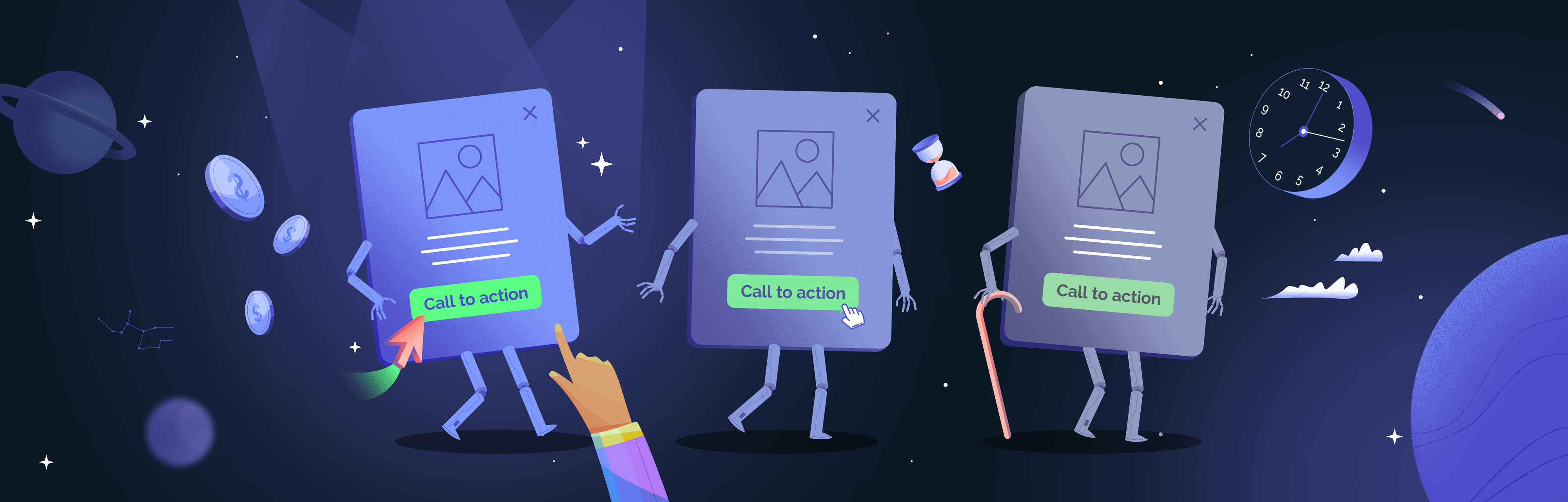 An illustration representing ad fatigue