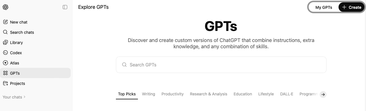 Create on GPT