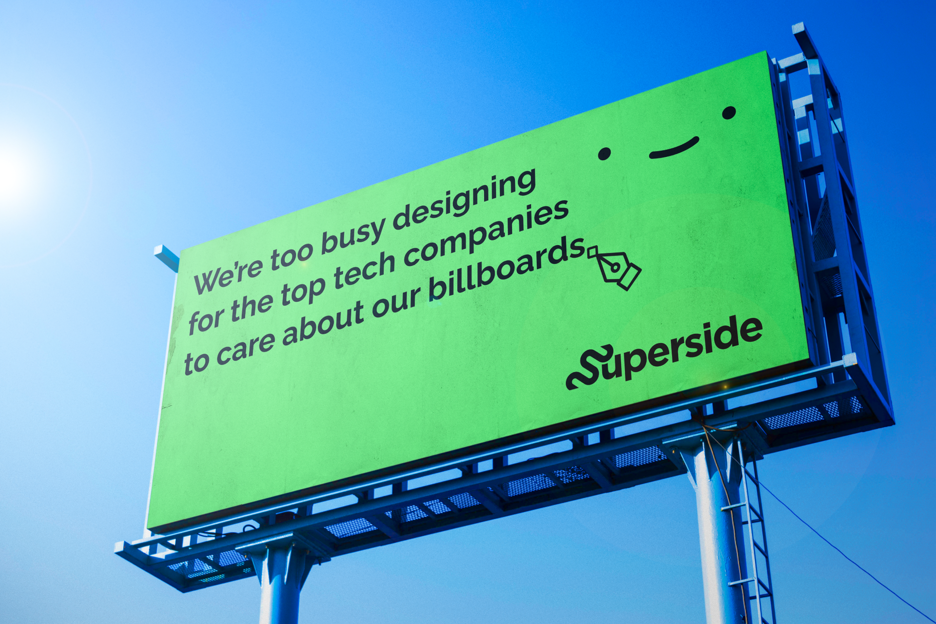 A billboard advertising Superside.