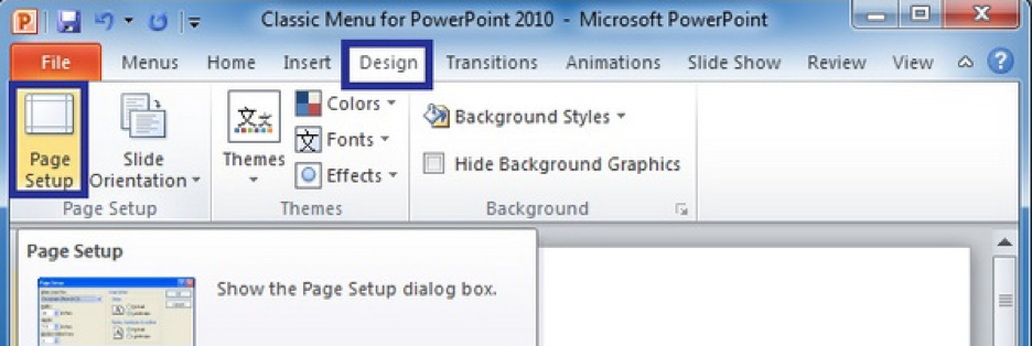 powerpoint slide size default set