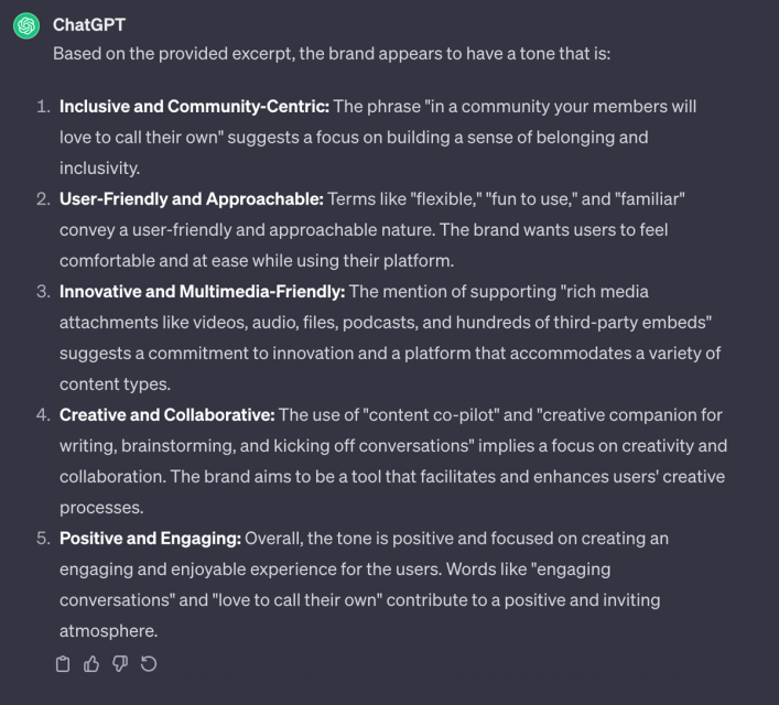 Understanding a brand’s tone of voice - ChatGPT use case