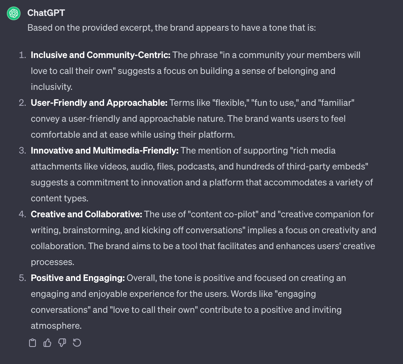 Understanding a brand’s tone of voice - ChatGPT use case