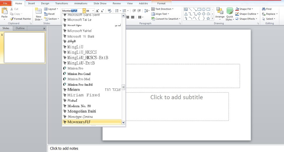 find embedded fonts in powerpoint