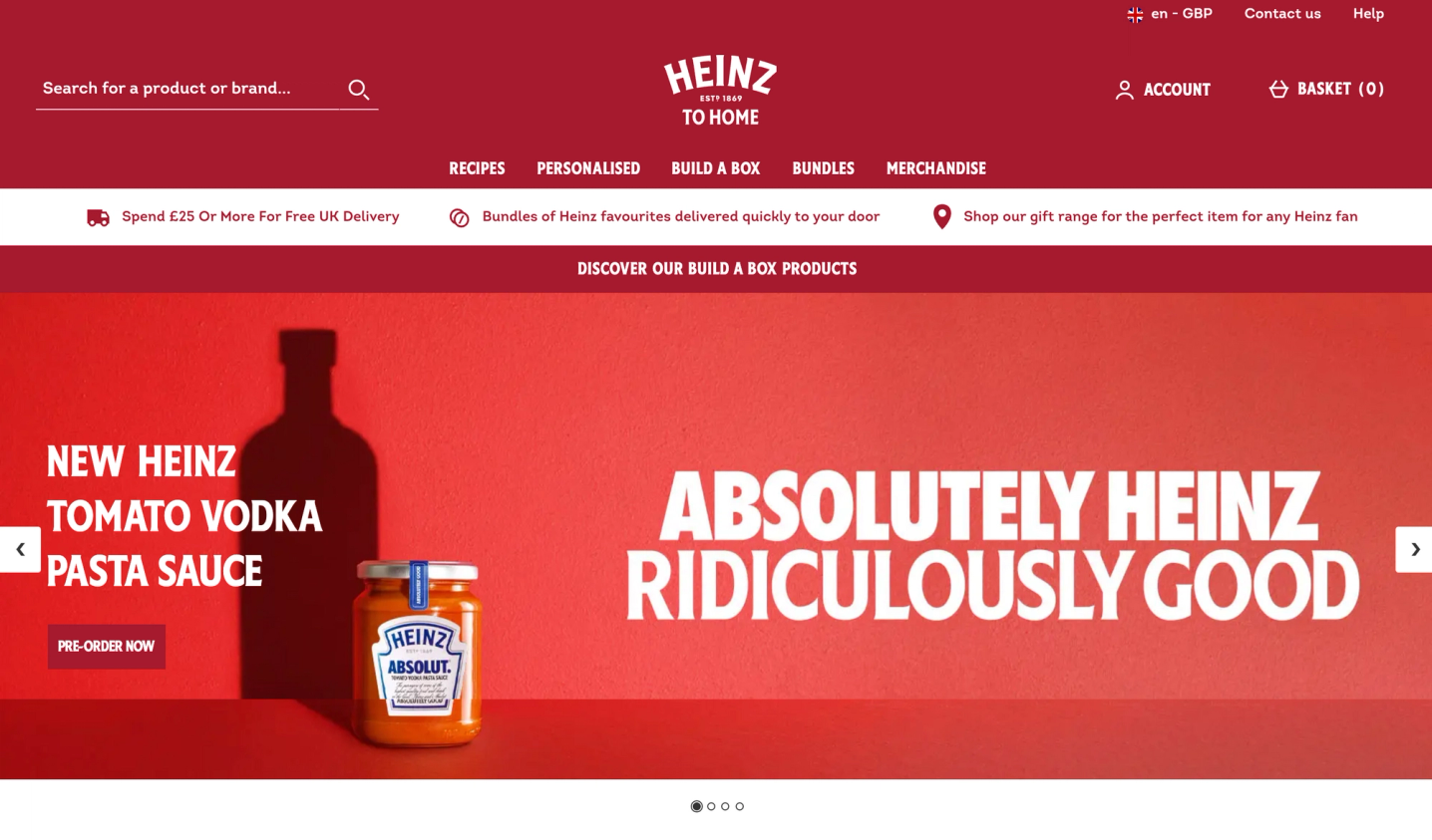 An image of the Heinz vodka sauce landing page that demonstrates the brand consistency of the campaign. 