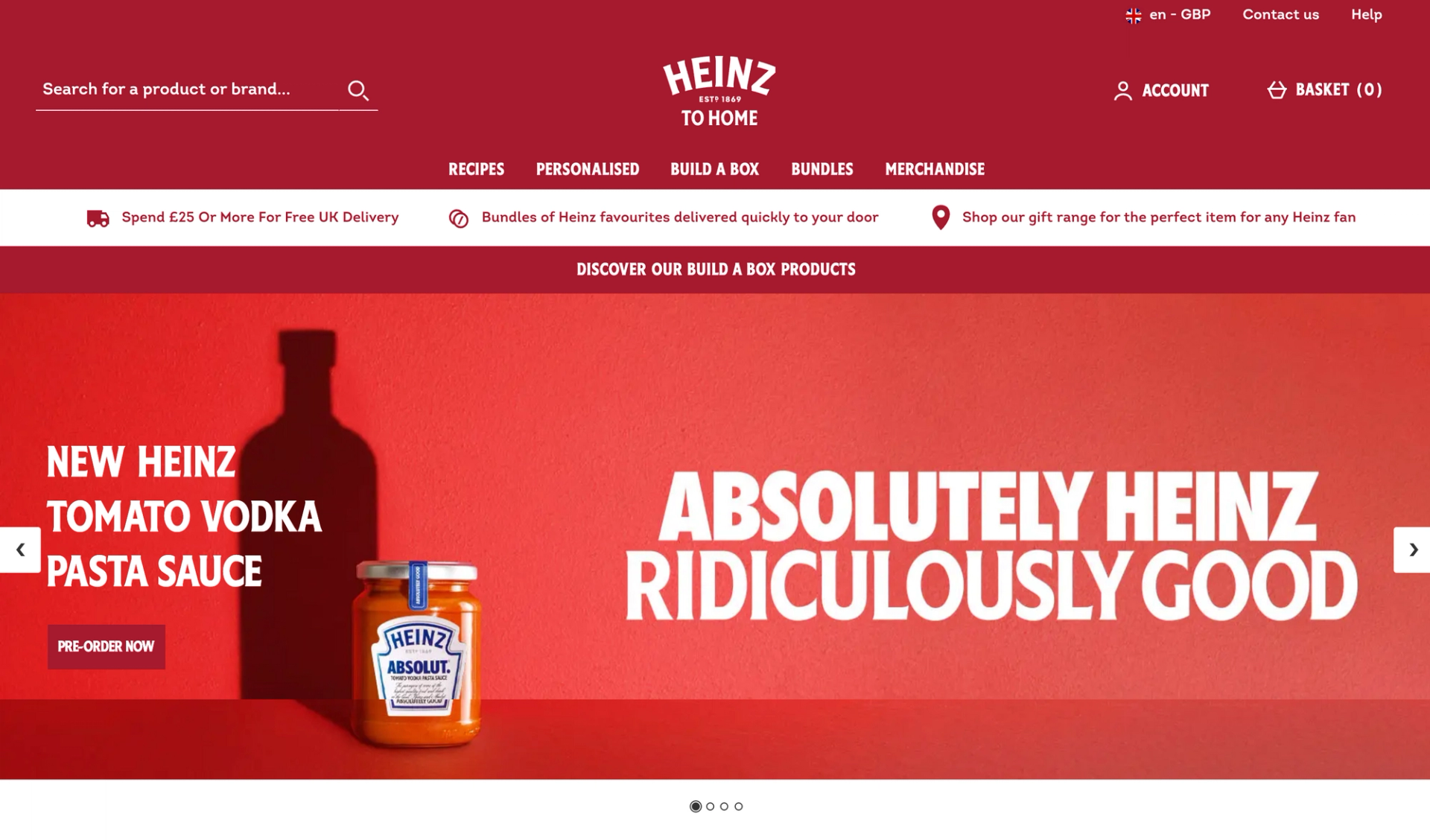An image of the Heinz vodka sauce landing page that demonstrates the brand consistency of the campaign. 
