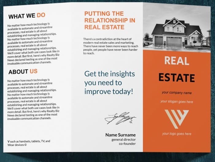 real estate trifold brochure