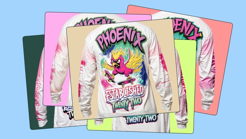 Eagle with two skateboards designed by Jessie Hughes