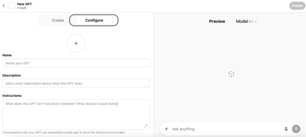 Create on GPT