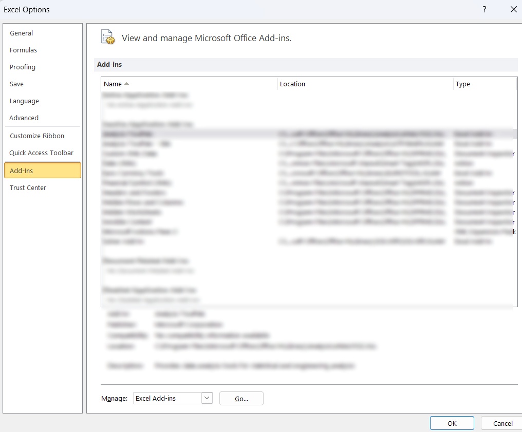 Add-ins excel