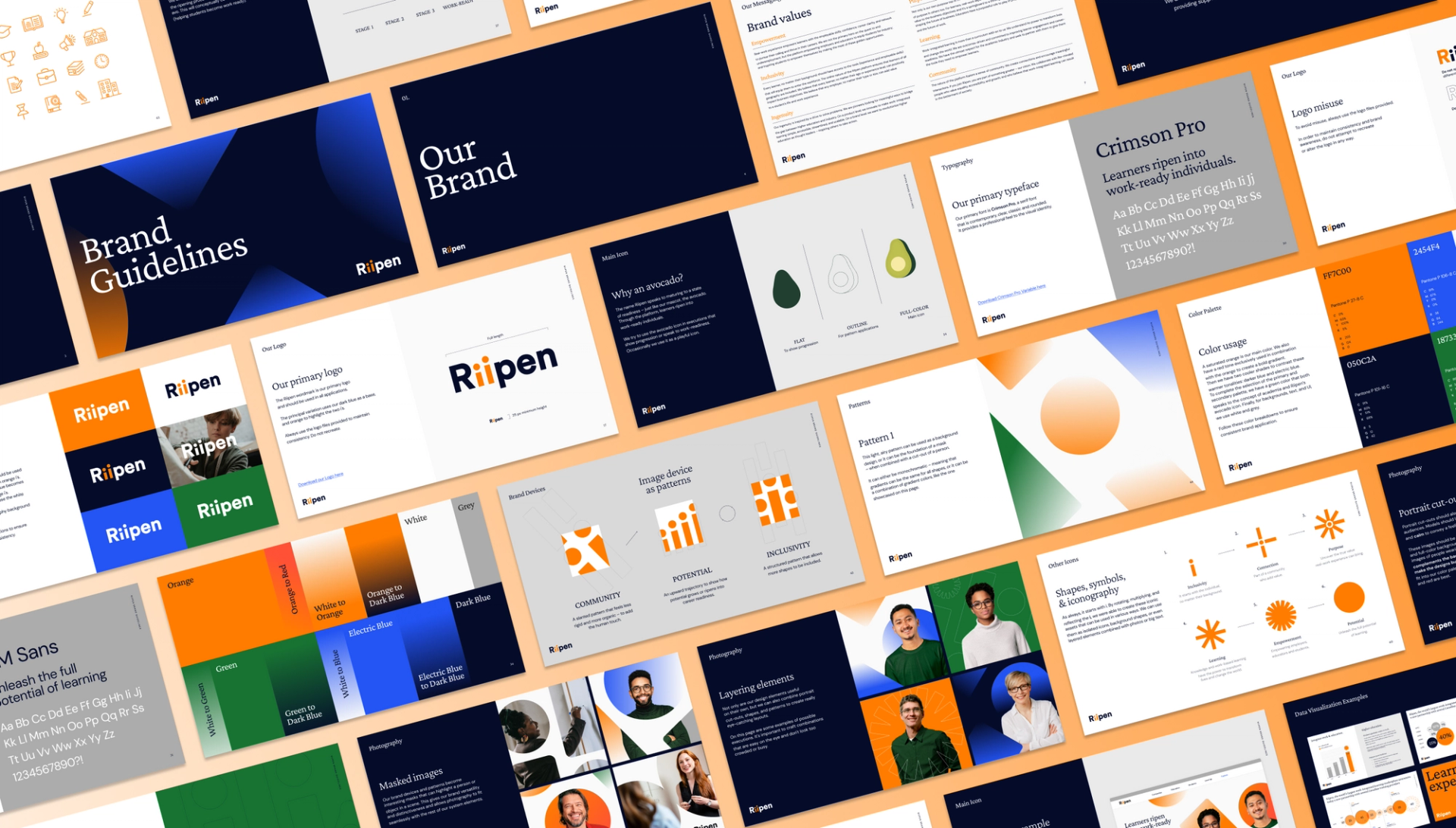A collage of Riipen's Rebrand Elements