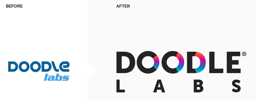 The Doodle Labs logo before and after the rebrand.