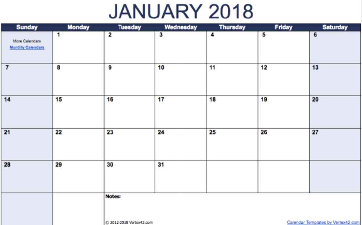 Google Doc Monthly Calendar Template