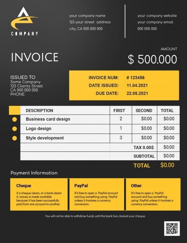 dark elegant invoice