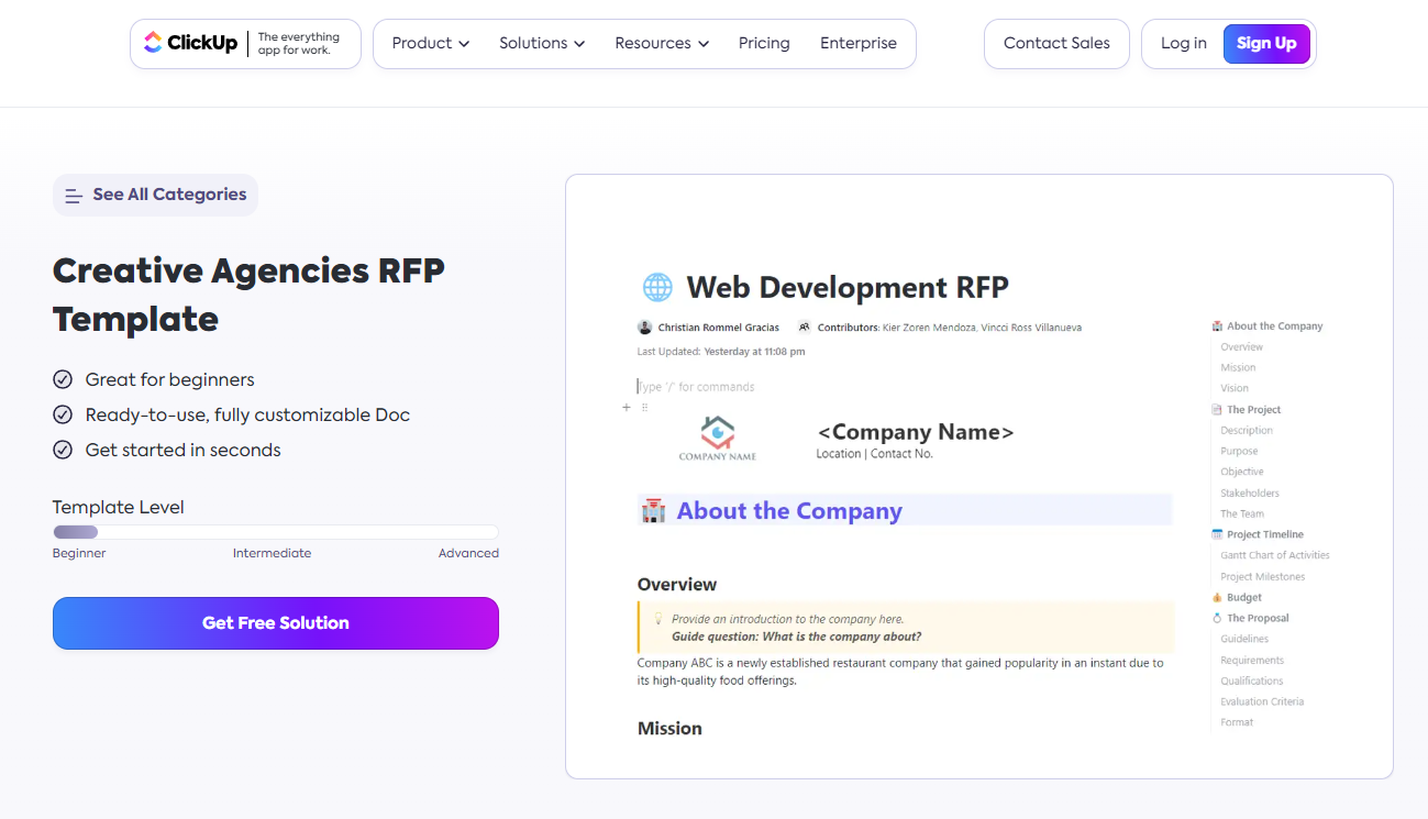 Sample Rfp Advertisement 8 Creative Agency RFP Templates for Enterprise Teams