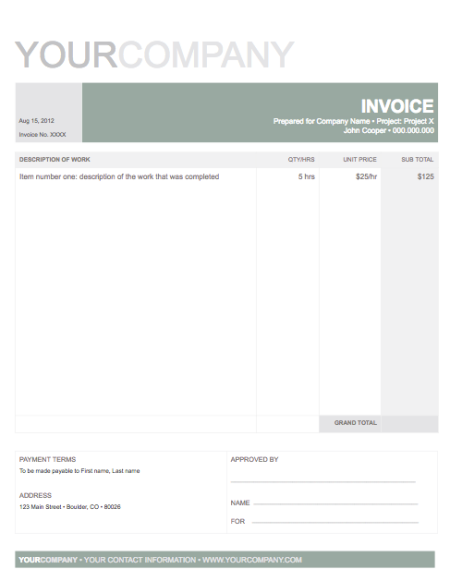 professional invoice