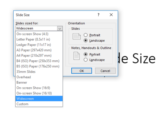 how to change slide size in powerpoint