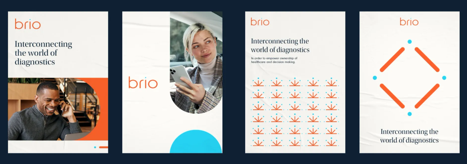 Brio's brand in various settings