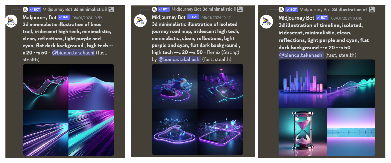 Examples of Midjourney prompts for abstract, 3D illustrations