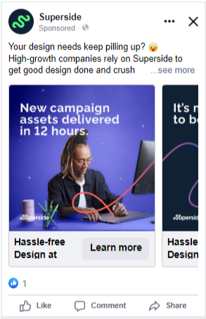 Superside's Facebook carousel Ad