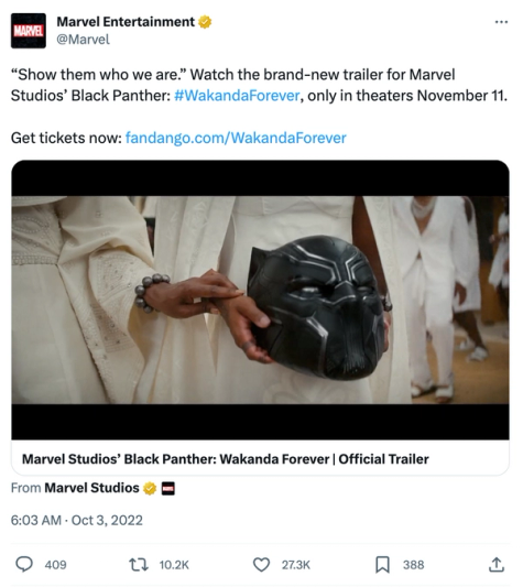 "Show them who we are." - Black Panther: Wakanda Forever promotion on Twitter