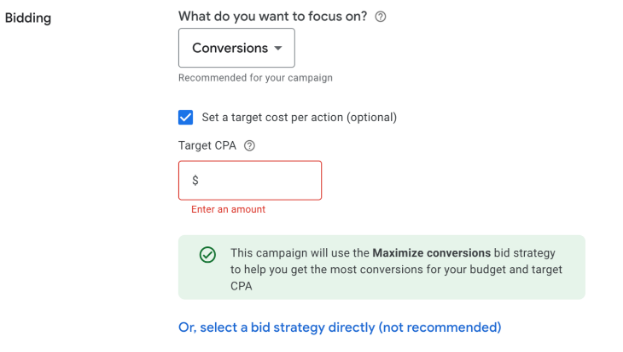 Maximize Bidding for Conversions